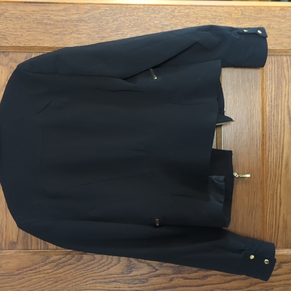 Kenar Black and Gold Embellished Asymmetrical Moto Jacket Size Women's 6 - Picture 6 of 8